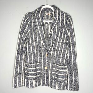 Faherty Striped Terry Cotton Blazer Jacket Small Blue White